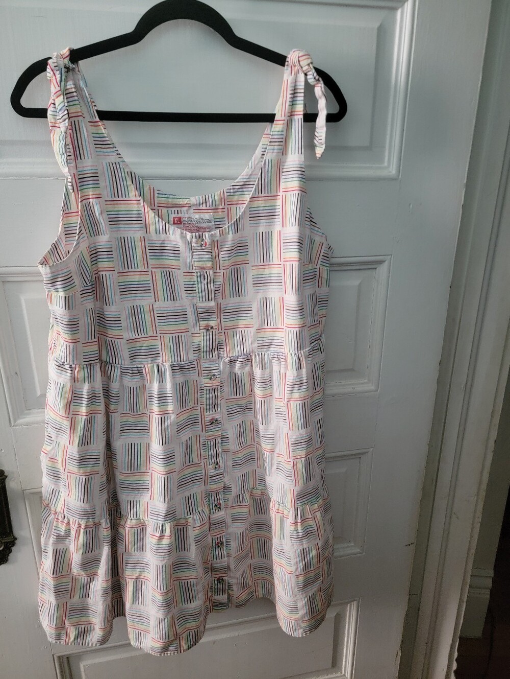 Womens XL pride Multicolor Stripe Tie-Shoulder Sundress